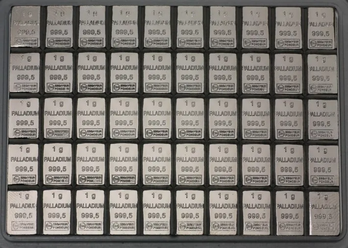 50 Gramm Palladium Tafelbarren