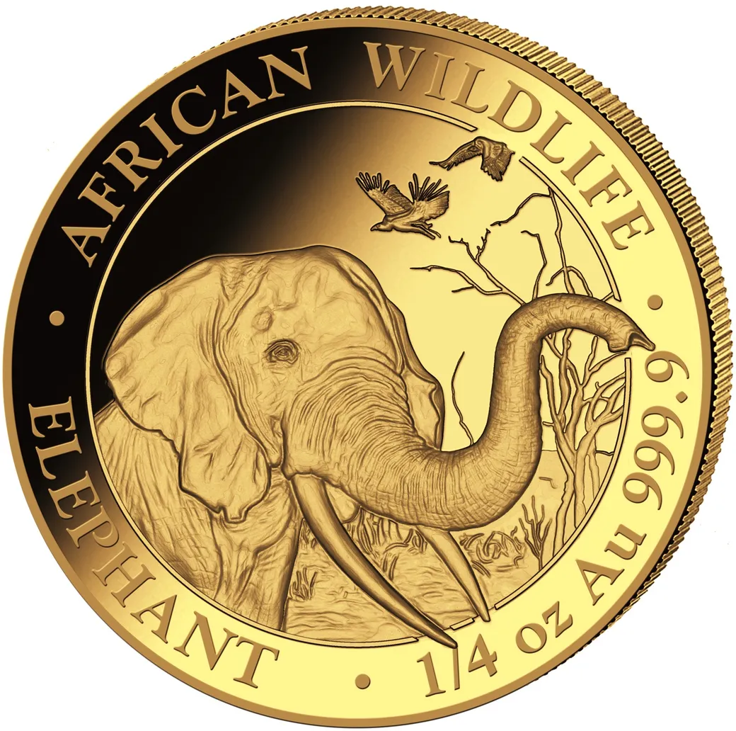 1/4 Unze Goldmünze Somalia Elefant 2018