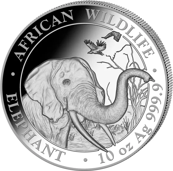 10 Unzen Silbermünze Somalia Elefant 2018