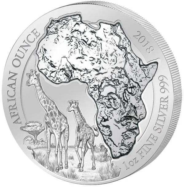 1 Unze Silbermünze Ruanda Giraffe 2018