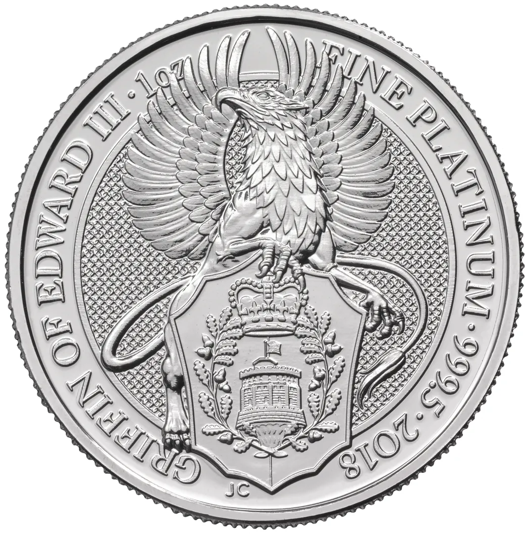 1 Unze Platinmünze Queens Beasts Griffin 2018