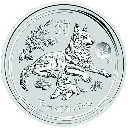 1 Unze Silbermünze Australien Lunar II Hund 2018 - Privy Mark Löwe