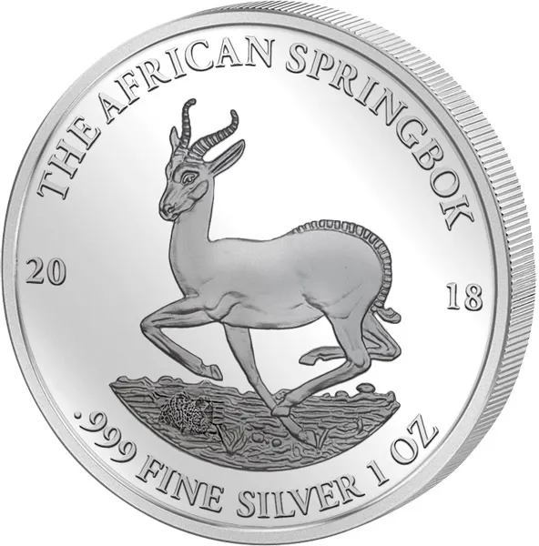 1 Unze Silbermünze Afrika Gabun Springbock 2018