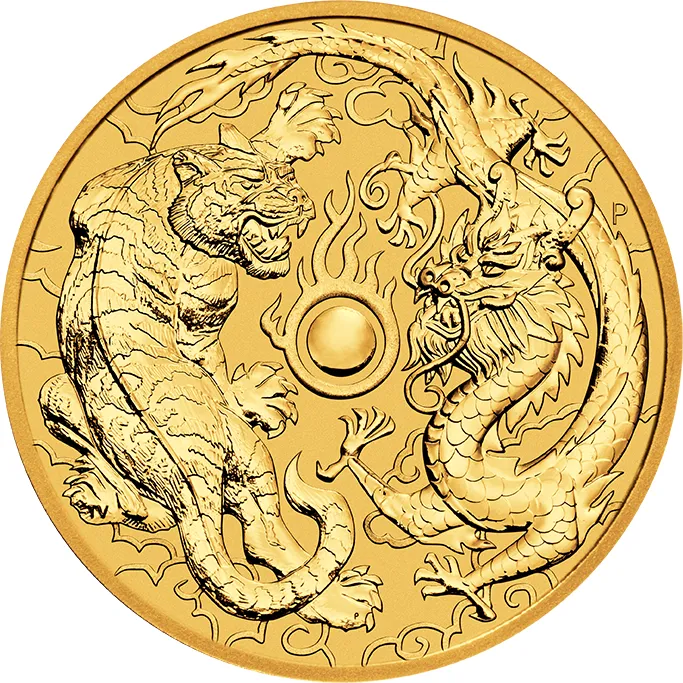 1 Unze Goldmünze Australien Chinese Myths and Legends Drache & Tiger 2019