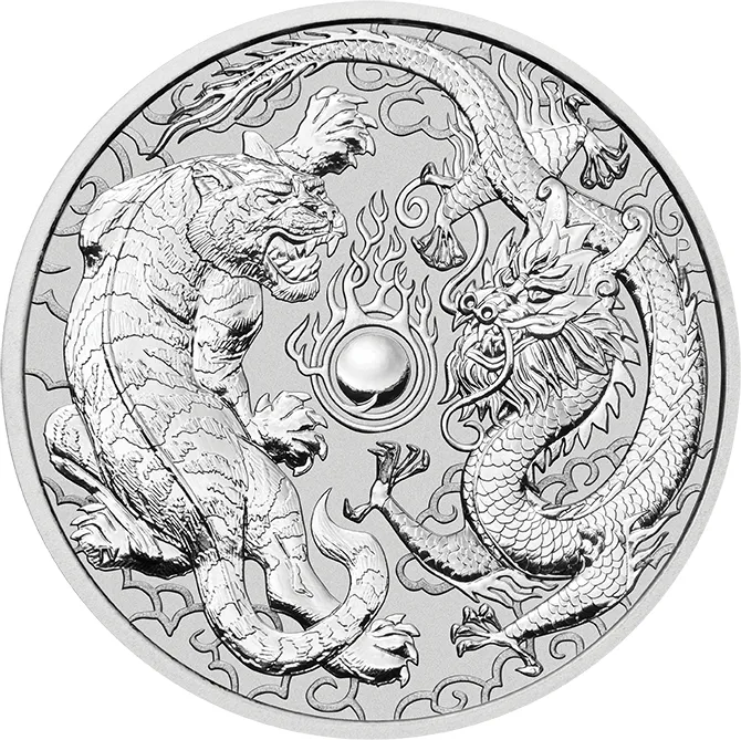 1 Unze Silbermünze Australien Drache & Tiger 2018