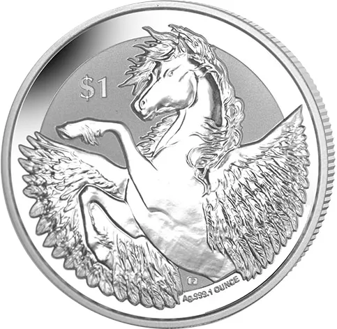 1 Unze Silbermünze Virgin Islands Pegasus 2018 - Reverse Frosted