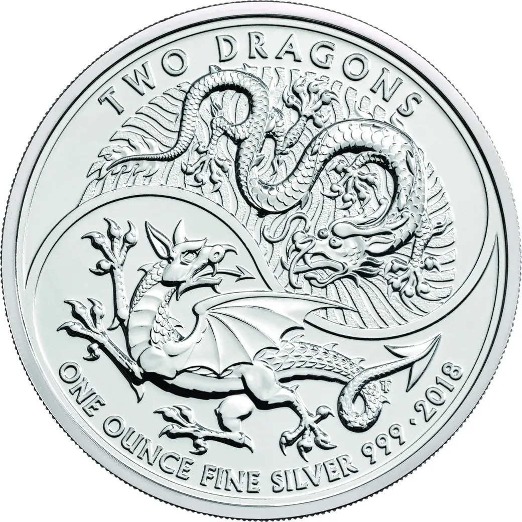 1 Unze Silbermünze Two Dragons 2018