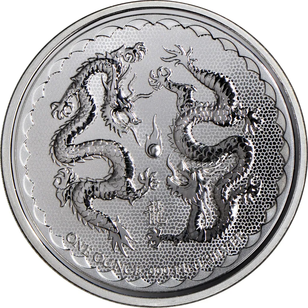 1 Unze Silbermünze Niue Double Dragon 2018