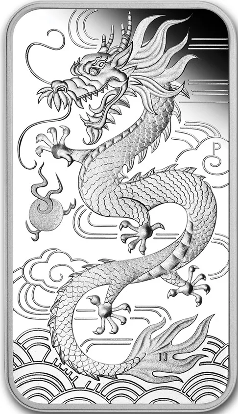 1 Unze Silbermünze Perth Mint Rectangular Dragon 2018 - polierte Platte