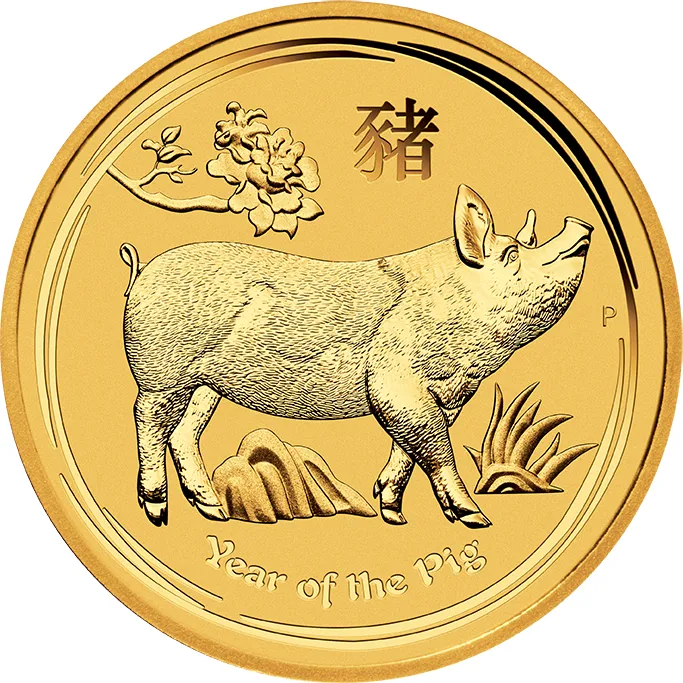 1 Unze Goldmünze Australien Lunar II Schwein 2019