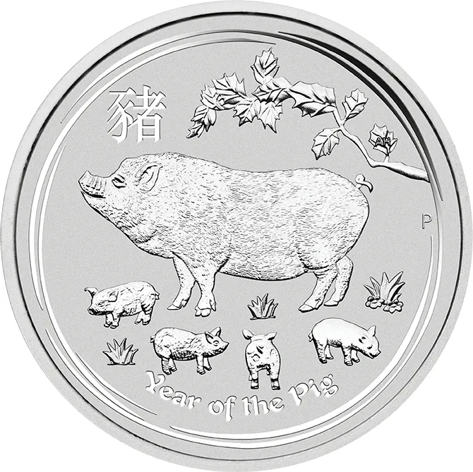 1 Unze Silbermünze Australien Lunar II Schwein 2019