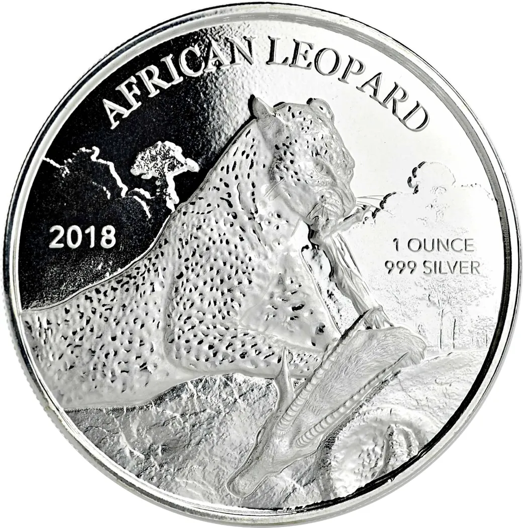 1 Unze Silbermünze Afrika Ghana Leopard 2018