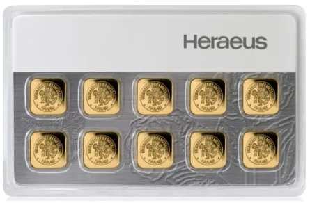 10 Gramm Goldbarren Heraeus Multicard