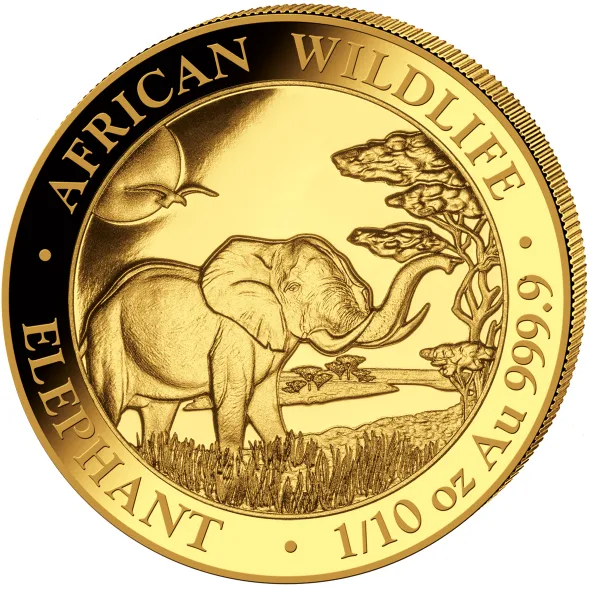 1/10 Unze Goldmünze Somalia Elefant 2019