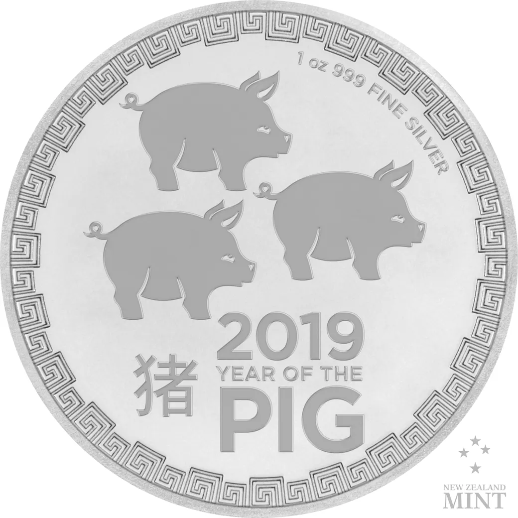 1 Unze Silbermünze Niue Schwein 2019