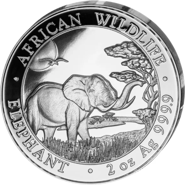 2 Unzen Silbermünze Somalia Elefant 2019