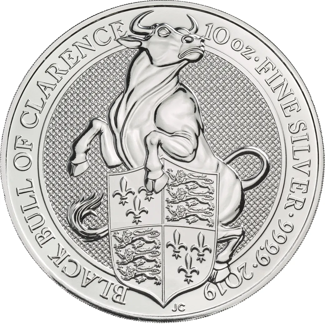 10 Unzen Silbermünze Queens Beasts Black Bull 2019