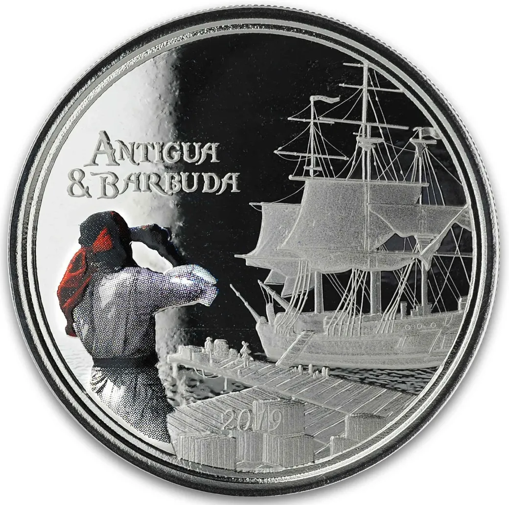 1 Unze Silbermünze EC8 Antigua & Barbuda - Rum Runner 2019 - coloriert