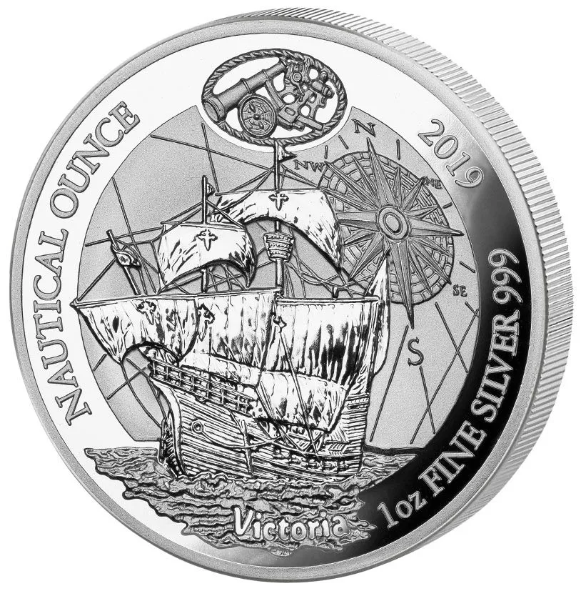 1 Unze Silbermünze Ruanda Nautical Serie - 500 Jahre Victoria 2019 - polierte Platte