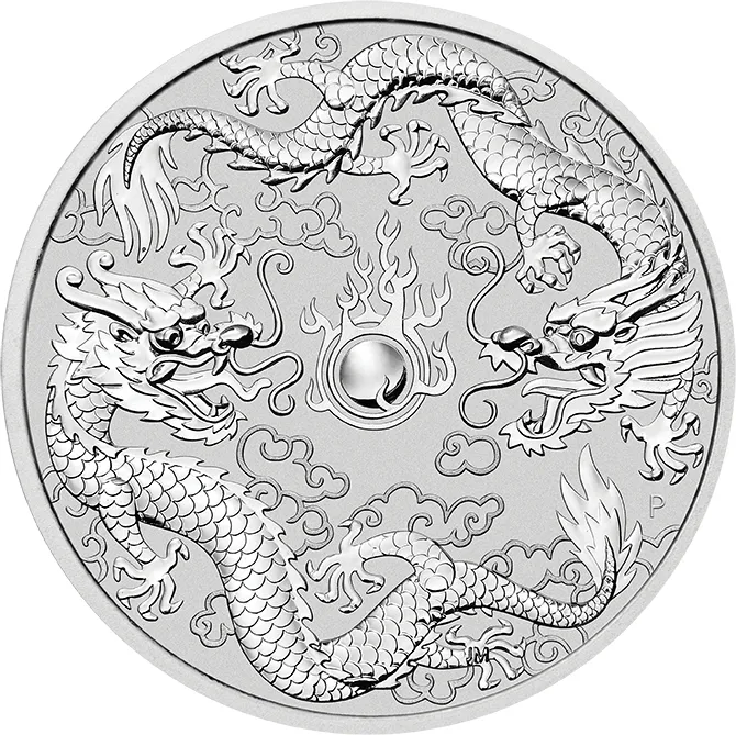 1 Unze Silbermünze Australien Drache & Drache 2019