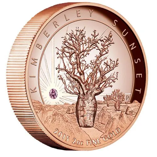 2 Unzen Goldmünze Australien Kimberley Sunset 2015 - High Relief - polierte Platte