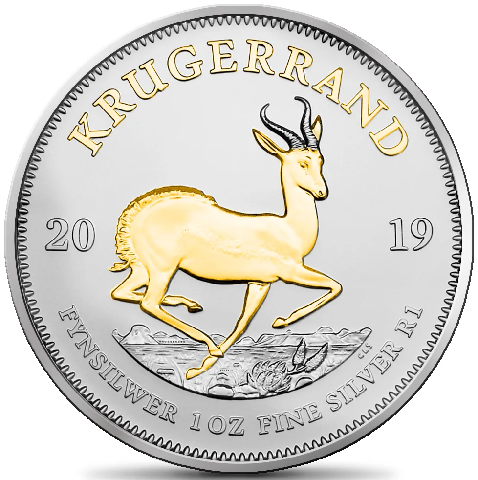 1 Unze Silbermünze Krügerrand 2019 teilvergoldet