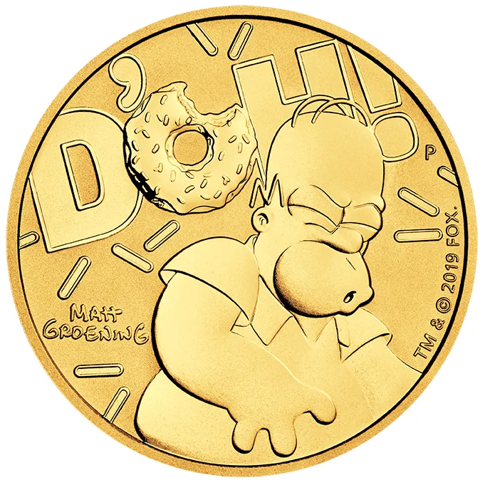 1 Unze Goldmünze Australien Homer Simpsons 2020