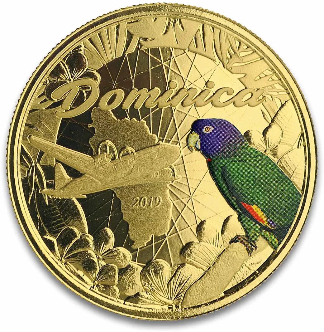1 Unze Goldmünze EC8 Dominica - The Nature Isle 2019 - coloriert