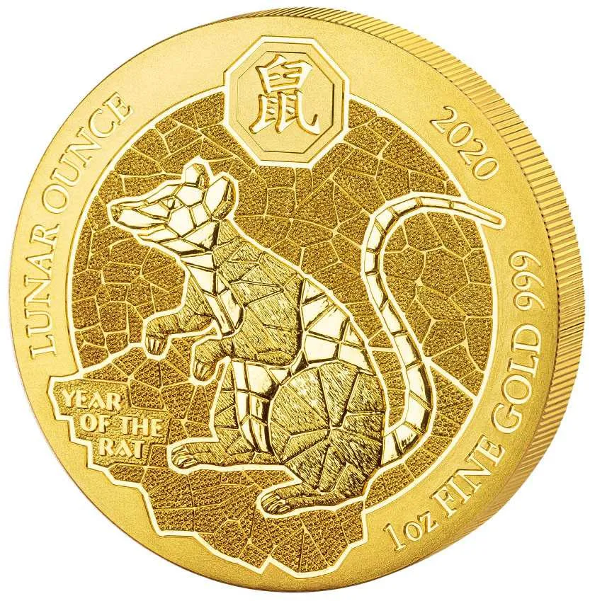 1 Unze Goldmünze Ruanda Lunar Ratte 2020