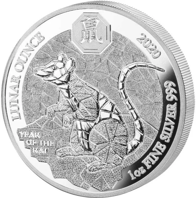 1 Unze Silbermünze Ruanda Lunar Ratte 2020 - polierte Platte