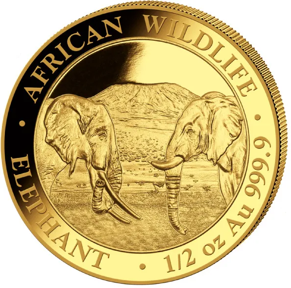 1/2 Unze Goldmünze Somalia Elefant 2020