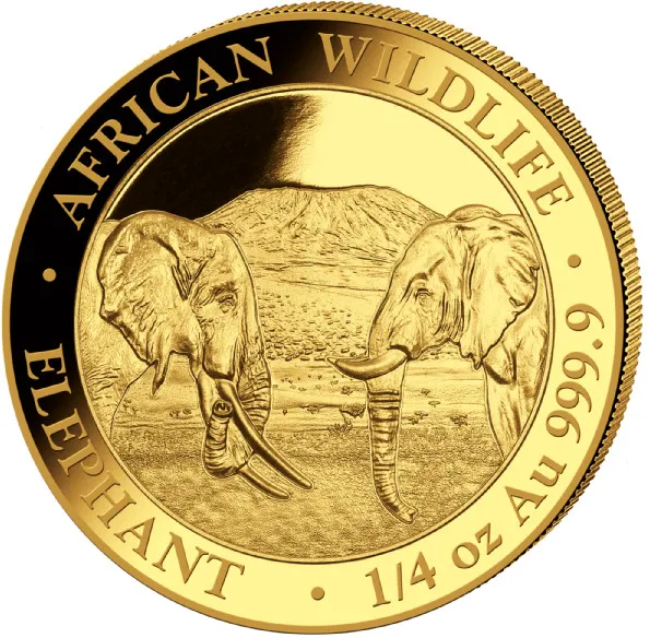 1/4 Unze Goldmünze Somalia Elefant 2020