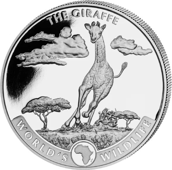 1 Unze Silbermünze Kongo World´s Wildlife - Giraffe 2019