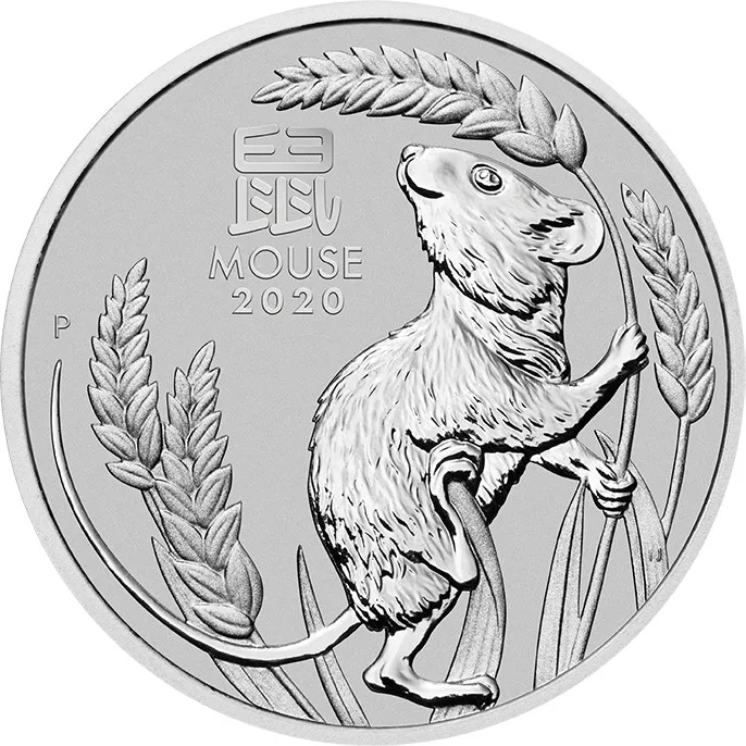 1 Unze Platinmünze Australien Lunar III Maus 2020