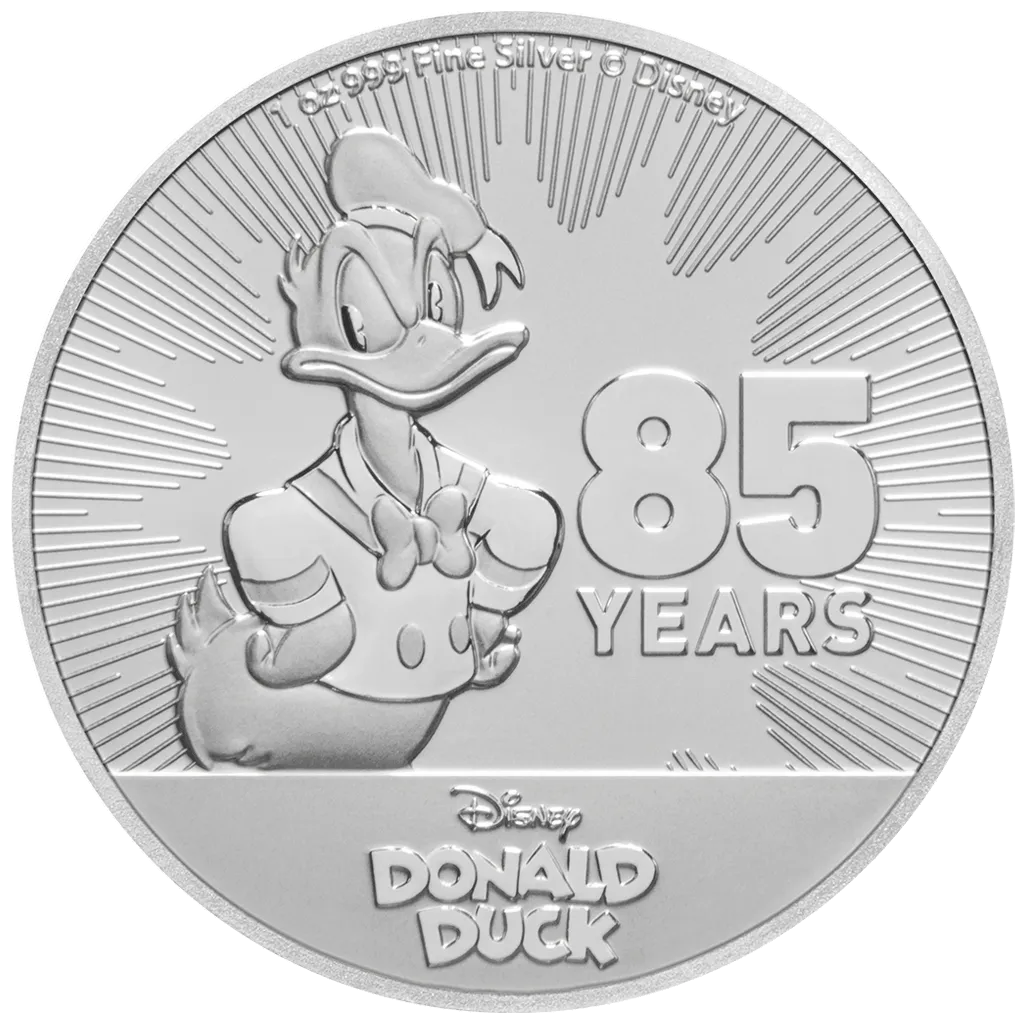 1 Unze Silbermünze Niue Donald Duck 85 Jahre Jubiläum 2019