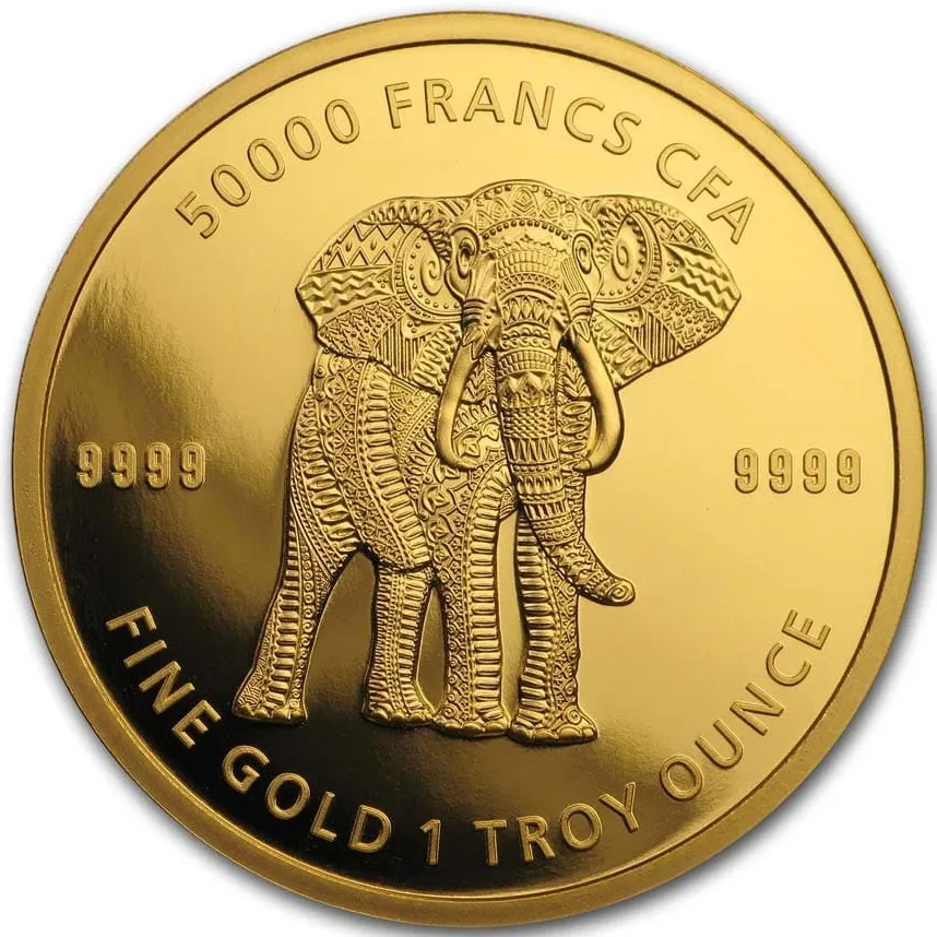 1 Unze Goldmünze Republic of Tschad Mandala Elefant 2019