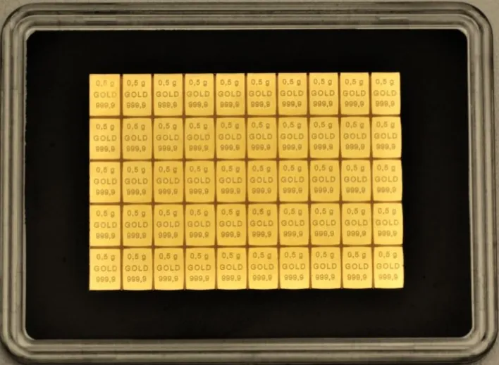 50 x 0,5g Gold Combibarren / Goldtafel / Tafelbarren