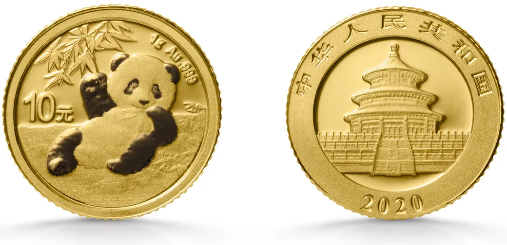 1 Gramm Goldmünze China Panda verschiedene Prägejahre