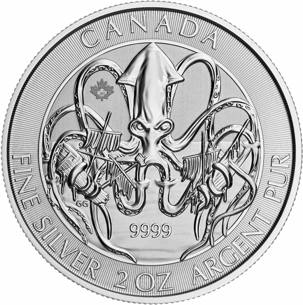 2 Unzen Silbermünze Kanada - Kraken 2020
