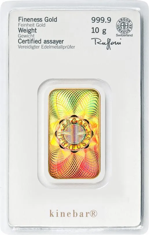 10 Gramm Goldbarren Heraeus Kinebar