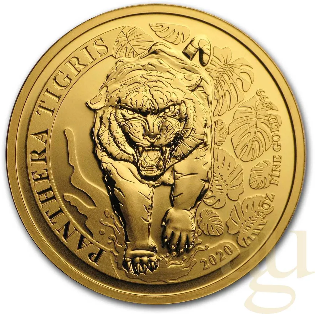 1 Unze Goldmünze Laos Tiger 2020