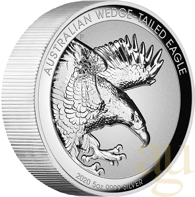 5 Unzen Silbermünze Australien Wedge Tailed Eagle 2020 Incused High Relief - polierte Platte