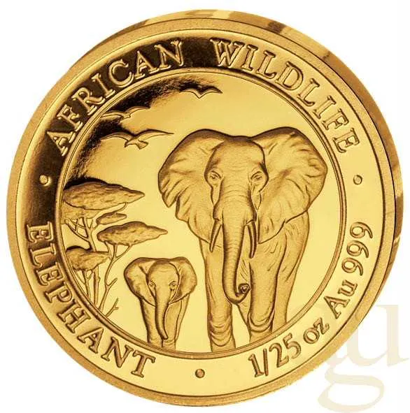 1/25 Unze Goldmünze Somalia Elefant 2015