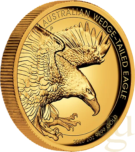 2 Unzen Goldmünze Australien Wedge Tailed Eagle 2020 proof - high Relief Prägung