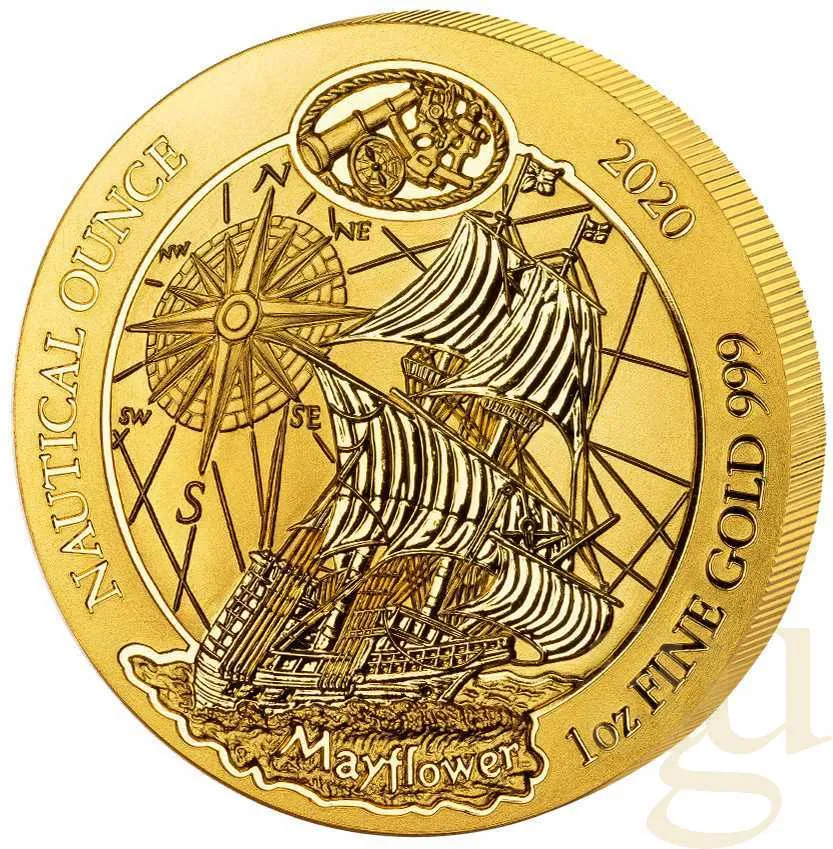 1 Unze Goldmünze Ruanda Nautical Serie - Mayflower 2020