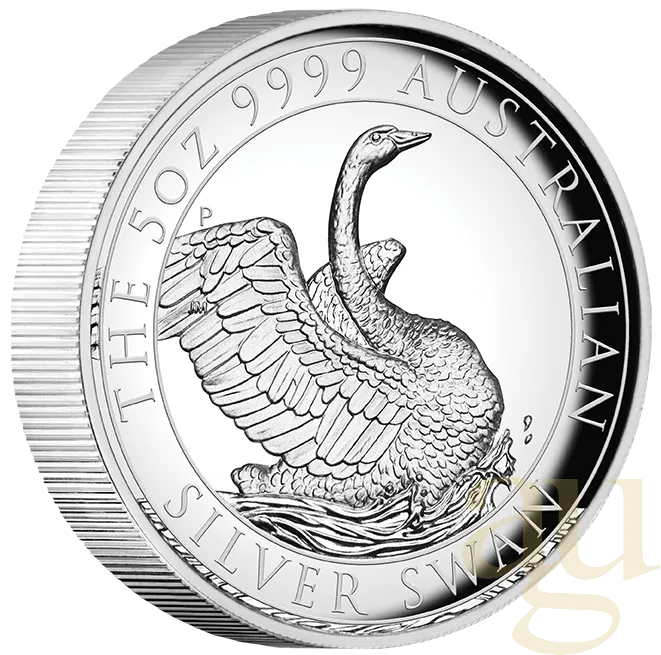 5 Unzen Silbermünze Australien Schwan 2020 - High Relief - polierte Platte