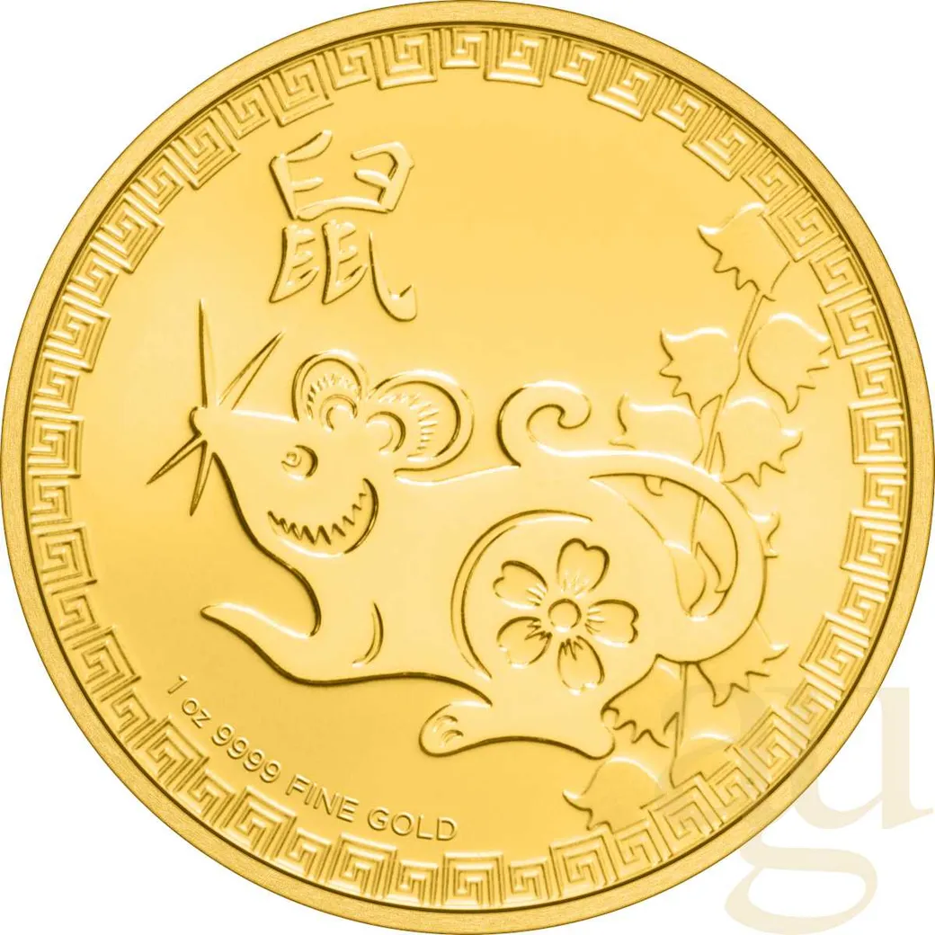 1 Unze Goldmünze Niue Lunar Ratte 2020