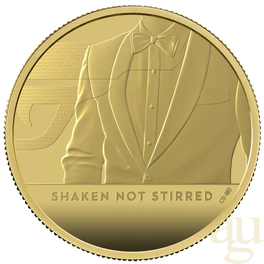 2 Unzen Goldmünze Großbritannien James Bond 007 Shaken Not Stirred - 2020 polierte Platte