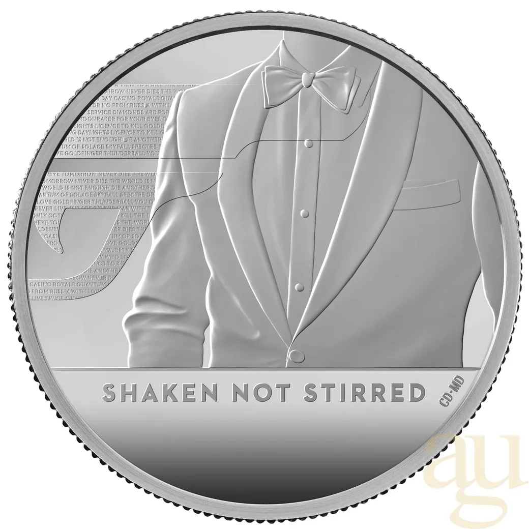 2 Unzen Silbermünze Großbritannien James Bond 007 Shaken Not Stirred - 2020 polierte Platte