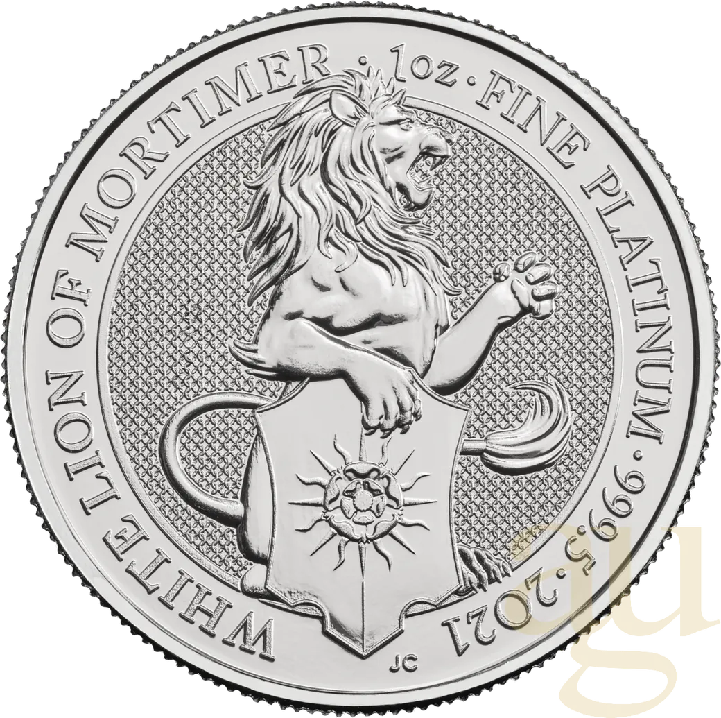 1 Unze Platinmünze Queens Beasts White Lion 2021